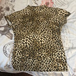 Cheetah Print Mock Collared Top